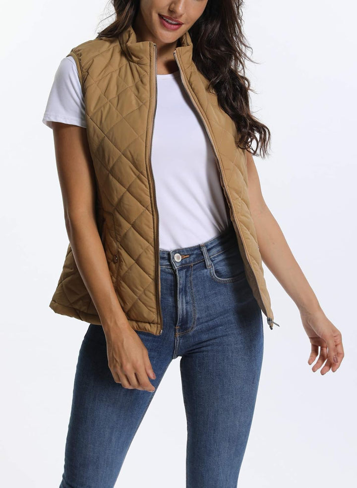 MISS MOLY Damen Weste mit Stehkragen Weste Jacke Winter Warm Ultraleicht Kamel 48, Kamel 48