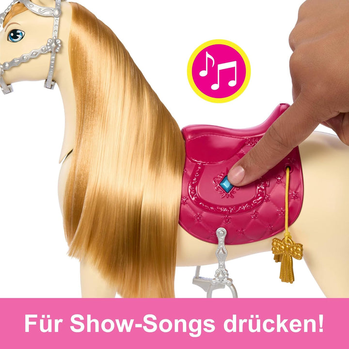 Barbie Spielzeugpferd mit Geräuschen, Musik und Zubehör, inspiriert von Barbie Mysteries: Das geheim