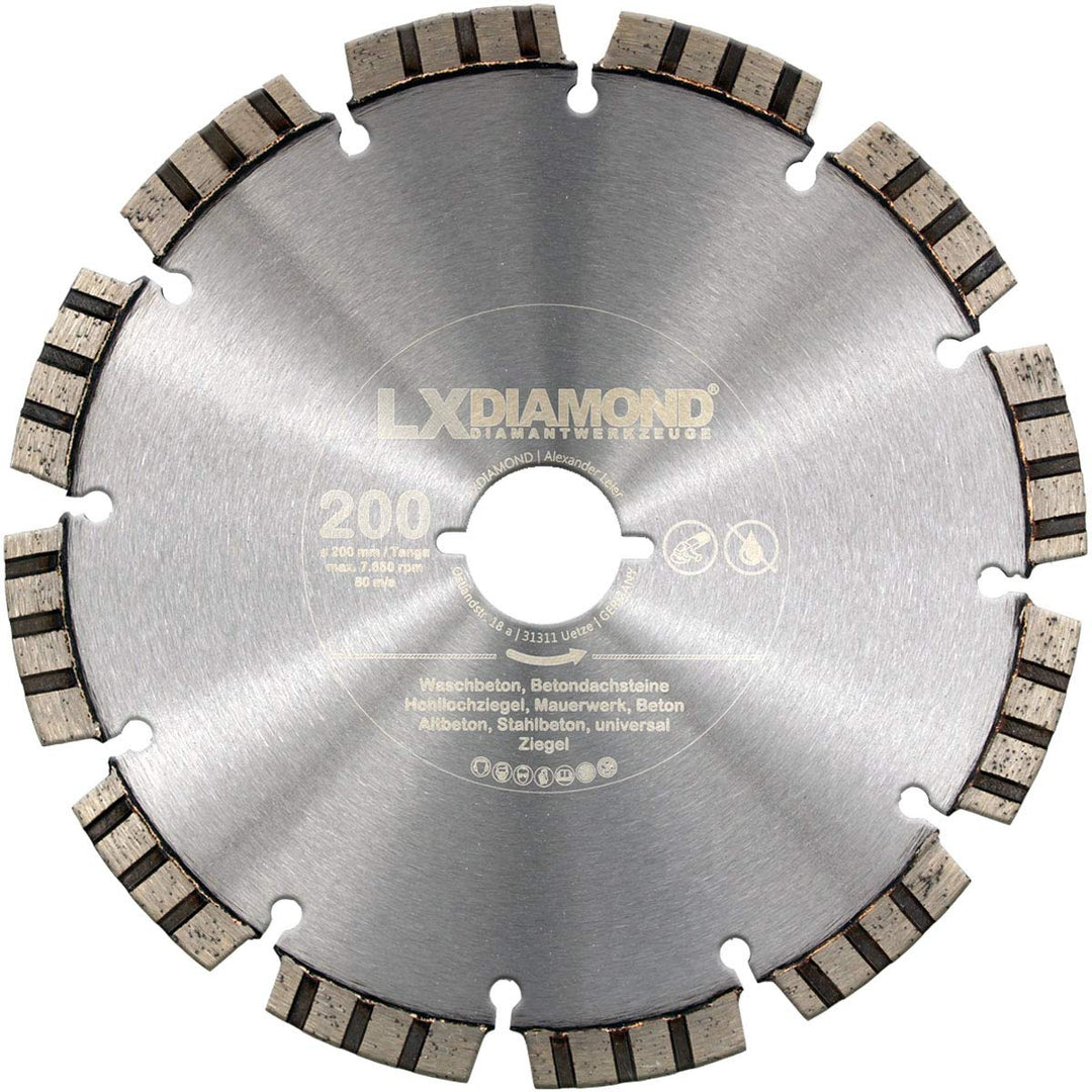 LXDIAMOND Diamant-Trennscheibe 200mm Premium Diamantscheibe Beton Mauerwerk Stein passend für Lamell