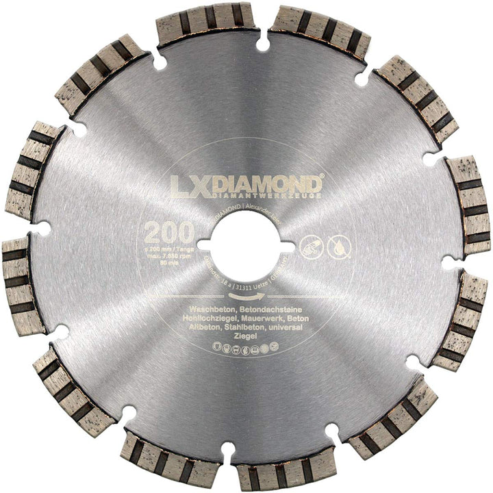 LXDIAMOND Diamant-Trennscheibe 200mm Premium Diamantscheibe Beton Mauerwerk Stein passend für Lamell