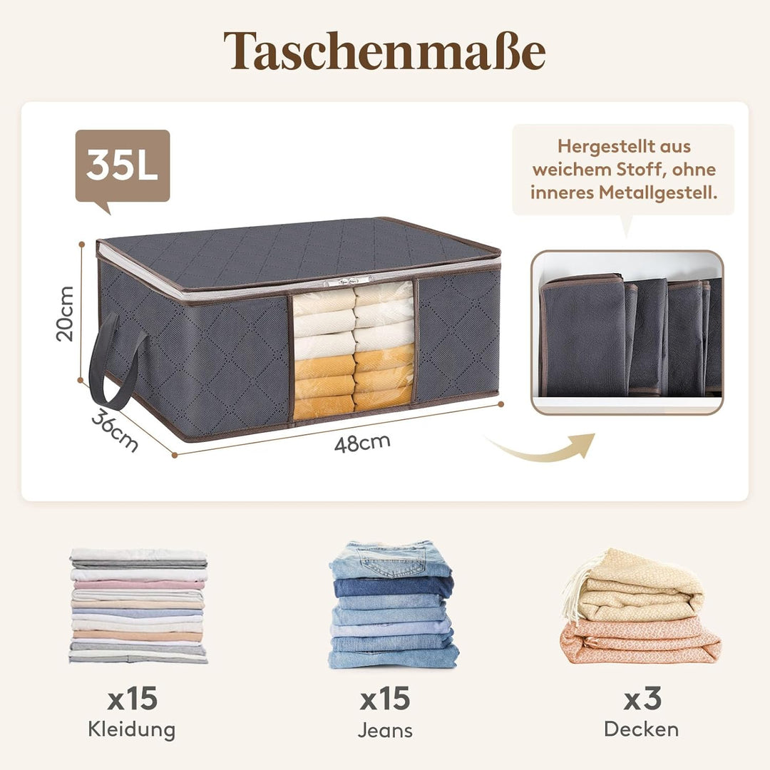 Lifewit 10 Stück 35L Aufbewahrungstasche, Unterbett Aufbewahrungsbox Kleideraufbewahrung, Faltbare U