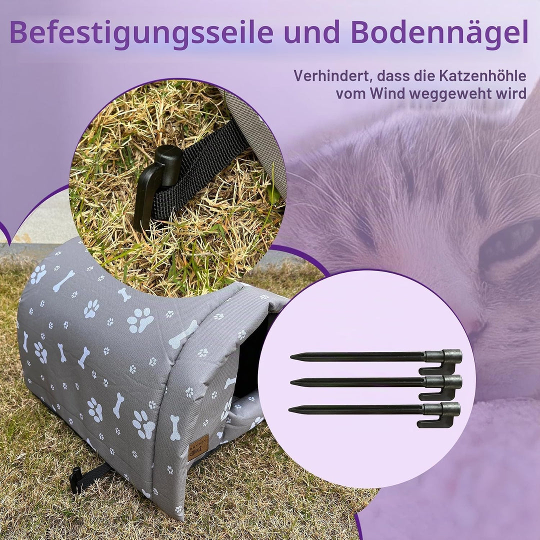 Katzenhaus Für Draussen Winterfest Wasserdicht Und Warm Faltbare Katzenhöhle mit Plüschkissen Weich