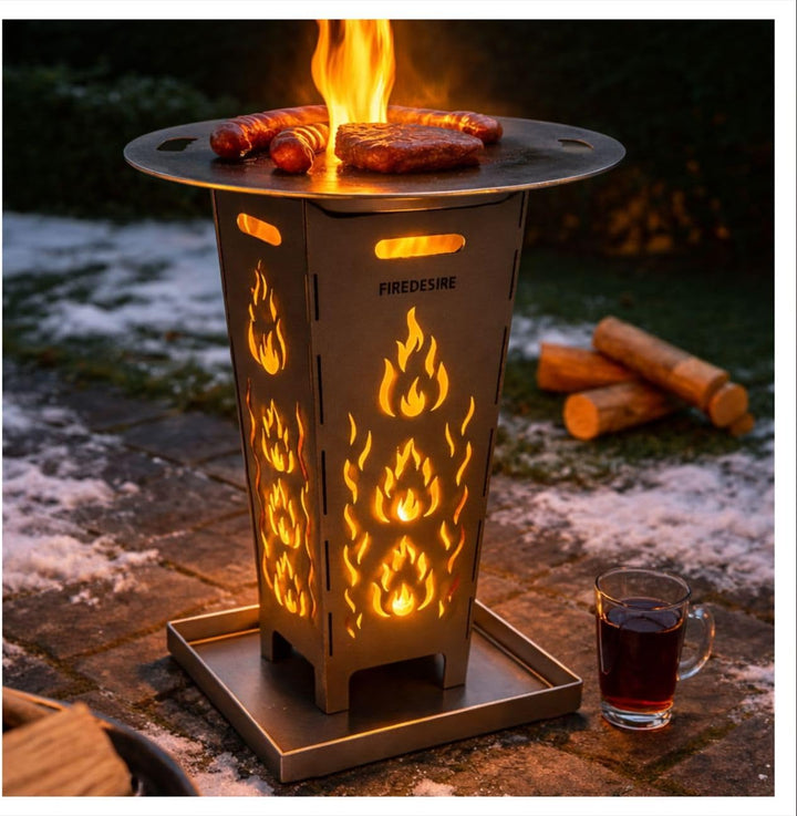 FireDesire Feuerkorb 80cm + Grillplatte + Ascheschale, Feuertonne, Feuerschale, Grilltonne, Ofen, Te
