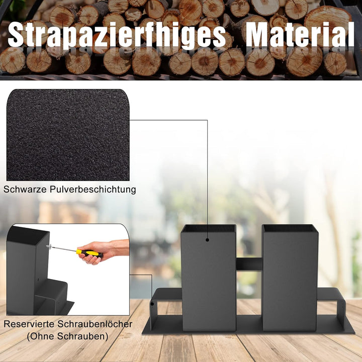 Froadp 4x Schwarz Kaminholzstapelhilfe Metall Holzstapelhilfe Gespritztes Eisen Holzstapelhalter Sta