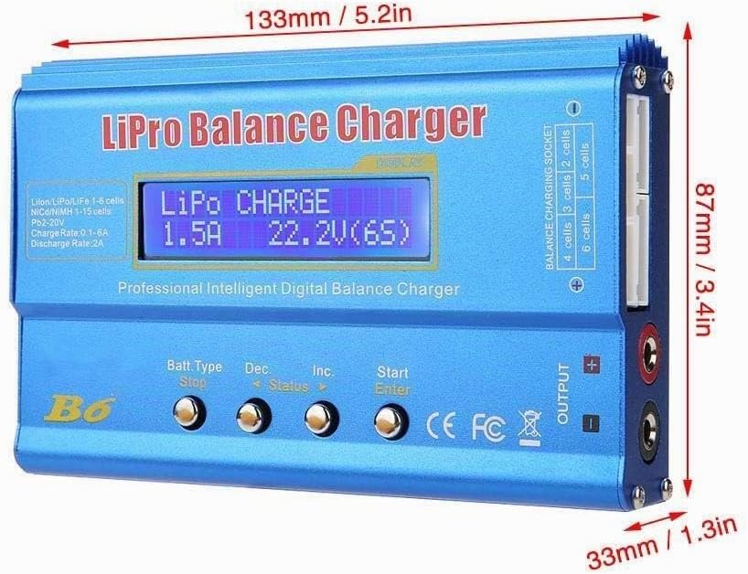 DEWIN Lipo Ladegerät Balancer, B6 80W Digital LCD Balance Ladegerät Entlader zum Parallelen Laden vo
