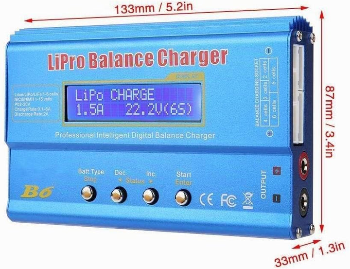 DEWIN Lipo Ladegerät Balancer, B6 80W Digital LCD Balance Ladegerät Entlader zum Parallelen Laden vo