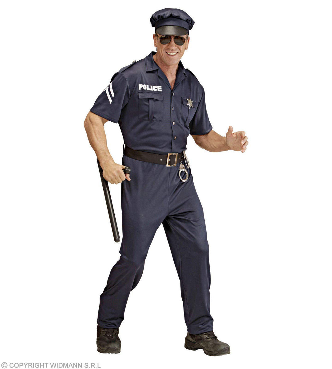 "POLICE OFFICER" (jumpsuit, belt, hat) - (L), L