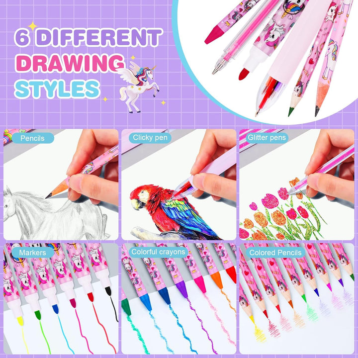 TCJJ Unicorn Painting Set,66 Stück Einhorn-Malset für Kinder,Malset Mädchen 4-12 Jahre mit Einhorn-A