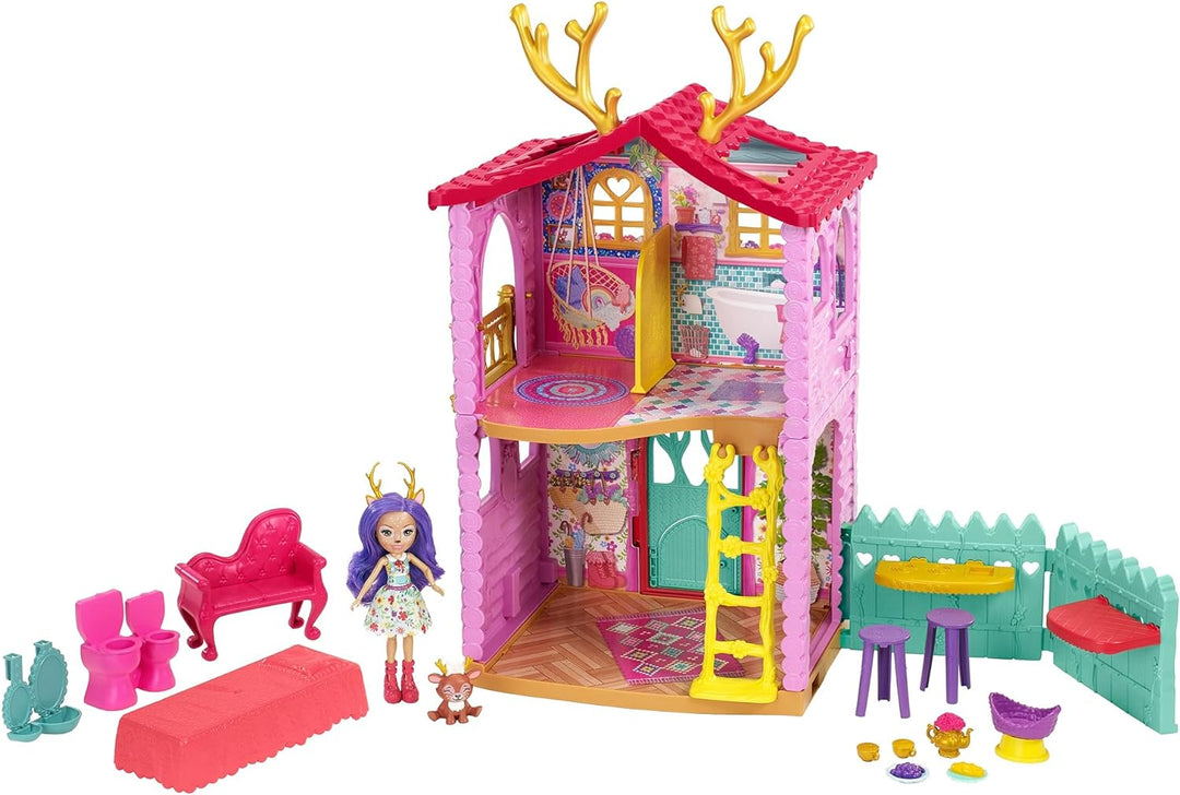 Enchantimals HFC41 - Reh-Haus Spielset, ca. 53 cm gross, mit Rehmädchen Danessa Deer und Tierfigur,