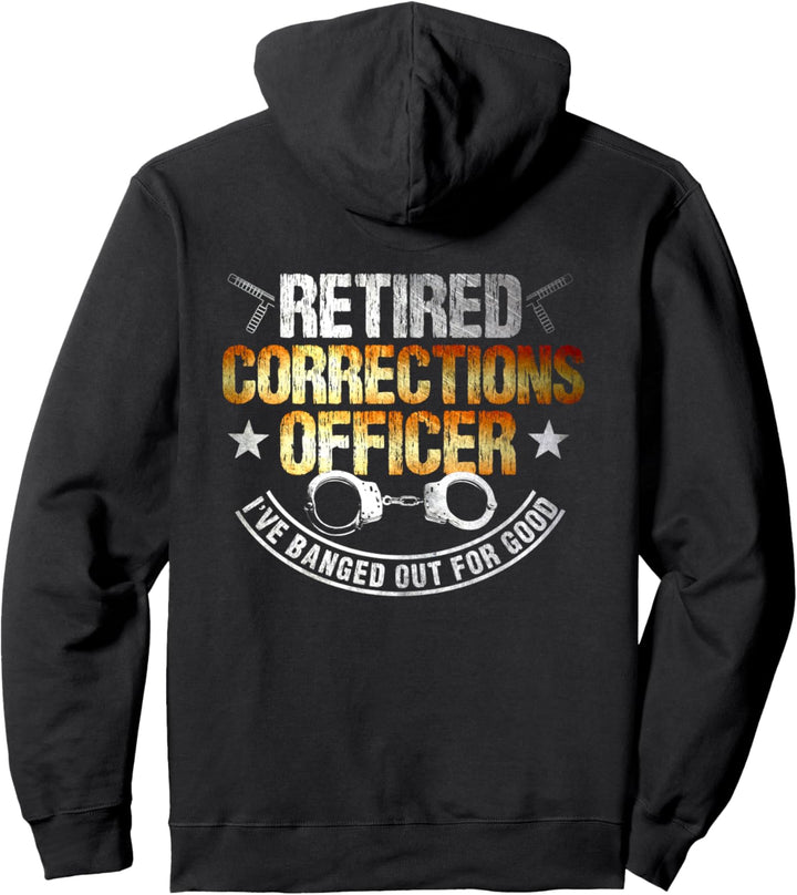 Korrekturbeamter im Ruhestand auf der Rückseite der Kleidung. Pullover Hoodie