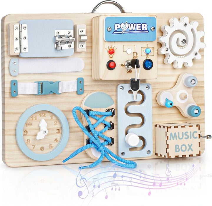 Joyreal LED Montessori Busy Board - Motorikbrett ab 18M+ Monate Activity Board Motorikboard Montesso