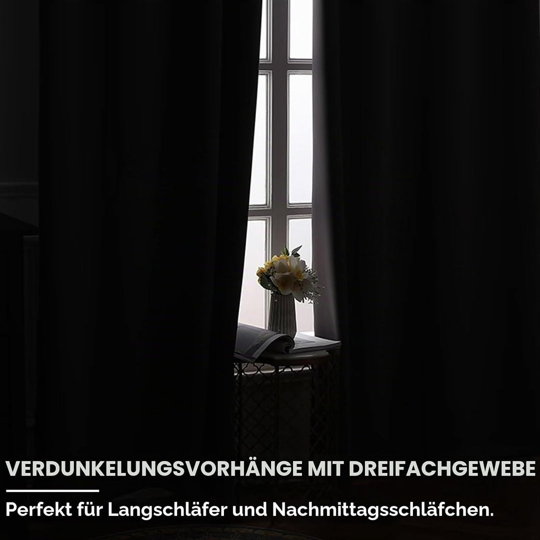 DWCN Vorhang Blickdicht mit Kräuselband Verdunkelungsgardinen mit Ösen 2 Stücke Wärmeisolierend Ther