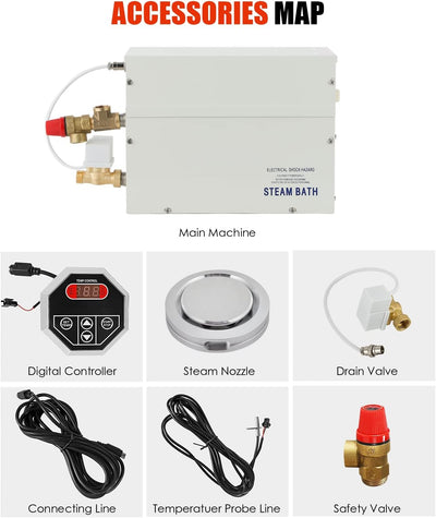 CGOLDENWALL 3 KW Haushalt Sauna Dampfgenerator 220 V, ideal für Sauna/Dusche/Bad/Spa, mit Automatisc