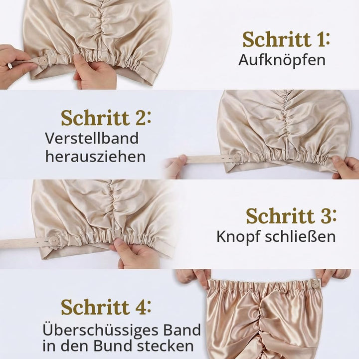 MATASSE Seidenhaube Zum Schlafen Aus 22 Momme Maulbeerseide, Verstellbares Bonnet Seide Für Damen, D
