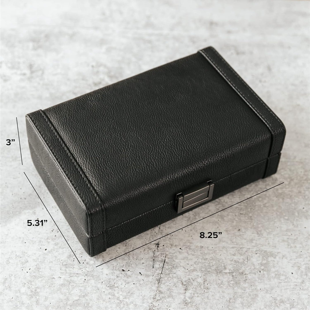 CASE ELEGANCE Maxwell 8 Zigarren Reise Schutzhülle Hardcase Schwarz Veganes Leder Spanische Zeder Ge