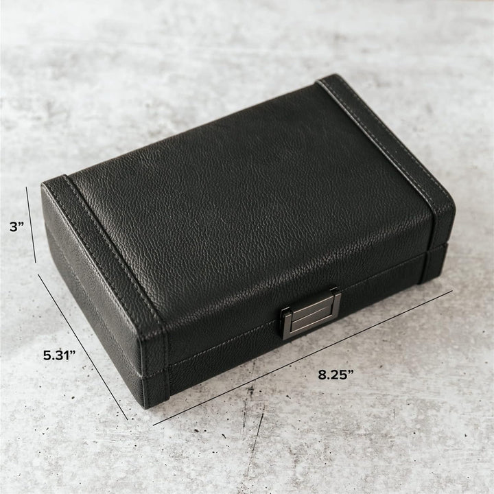 CASE ELEGANCE Maxwell 8 Zigarren Reise Schutzhülle Hardcase Schwarz Veganes Leder Spanische Zeder Ge