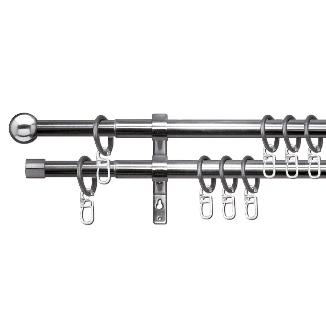 Bestlivings Stilgarnitur Set aus Edelstahl, ausziehbare Gardinenstange 120-230 cm, Formentor 120 - 2