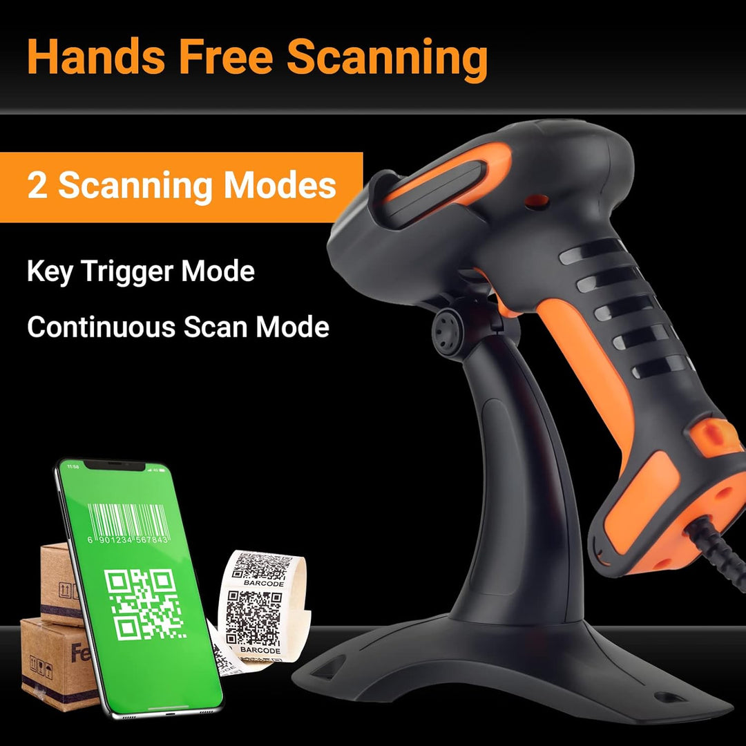Tera Pro Leistungsstarker Industrie 1D 2D QR Barcodescanner mit Kabel und Ständer robust stossfest s