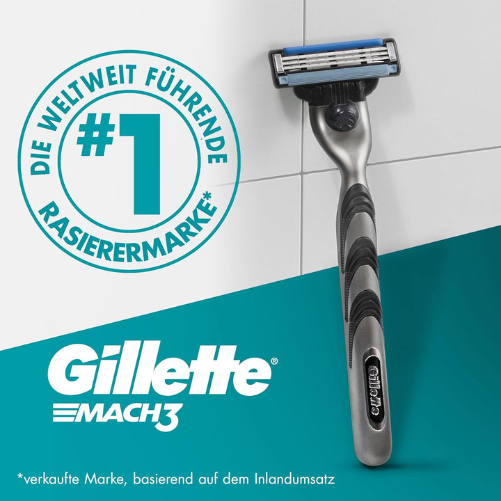 Gillette Mach3 Nassrasierer Herren, Rasierer + 8 Rasierklingen mit 3-fach Klinge, Geschenk für Männe