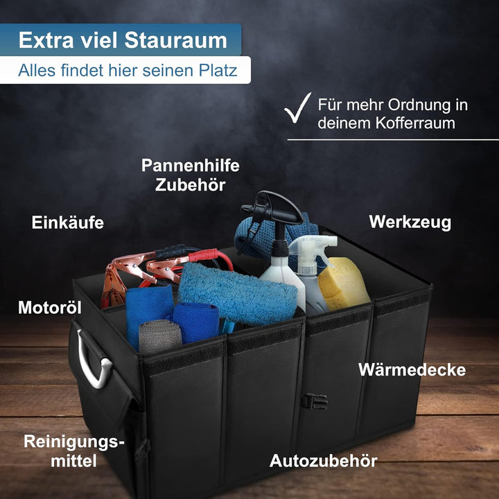 Kofferraum-Tasche - faltbarer Kofferraum-Organizer mit Deckel - Auto-Zubehör - Wohnmobil-Gadget - Ca