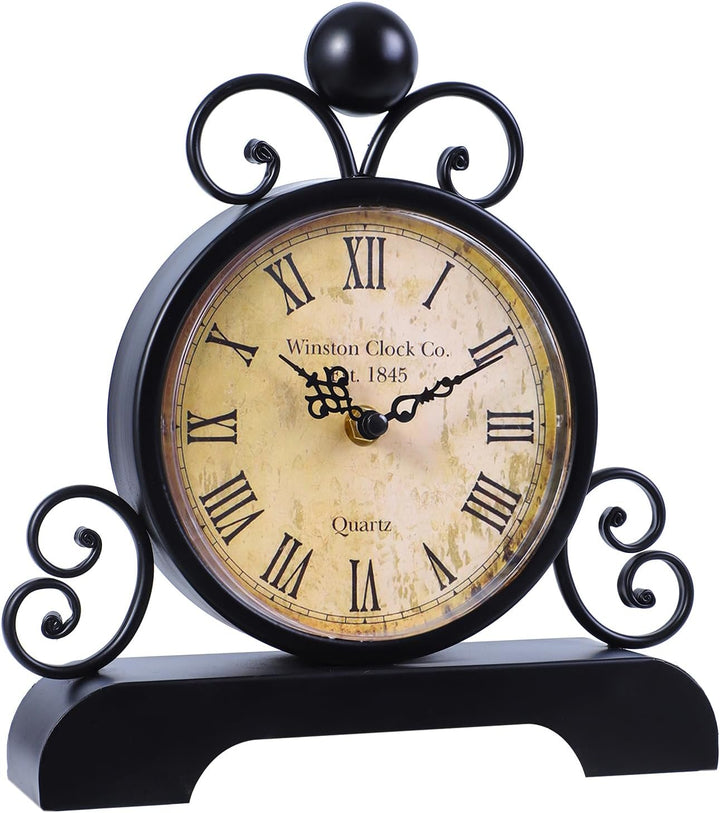 Retro Tischuhr Klassische Vintage Roman Stil Schreibtischuhr Silent Ohne Ticken für Wohnzimmer Schla