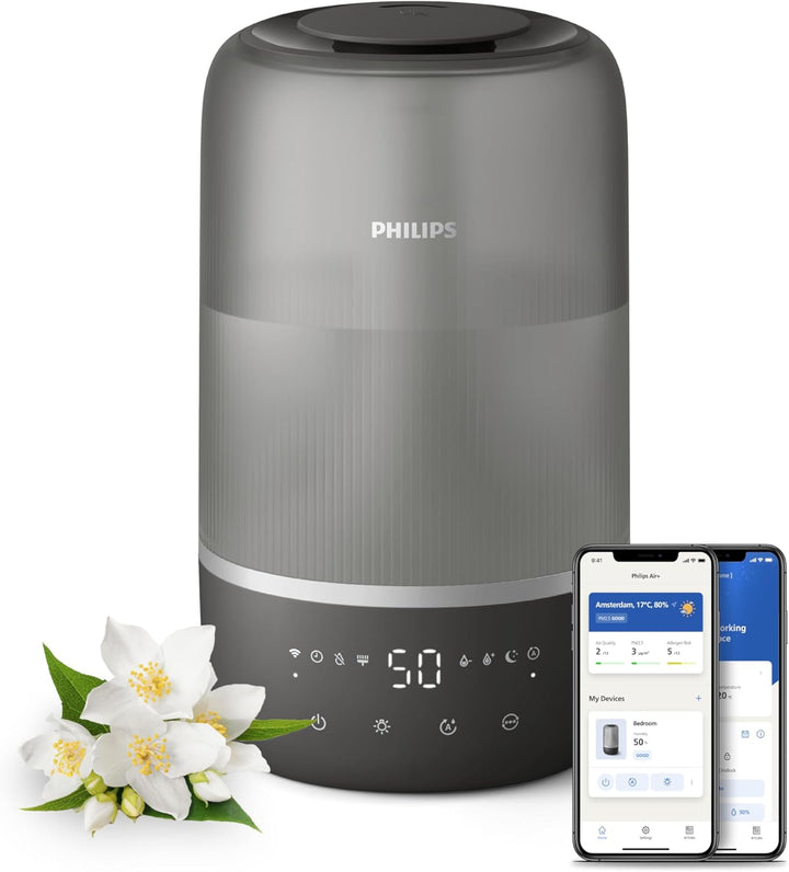 Philips Smart Humidifier - kompakt und dennoch leistungsstark mit himmelhohem Nebel, Aromatherapie,