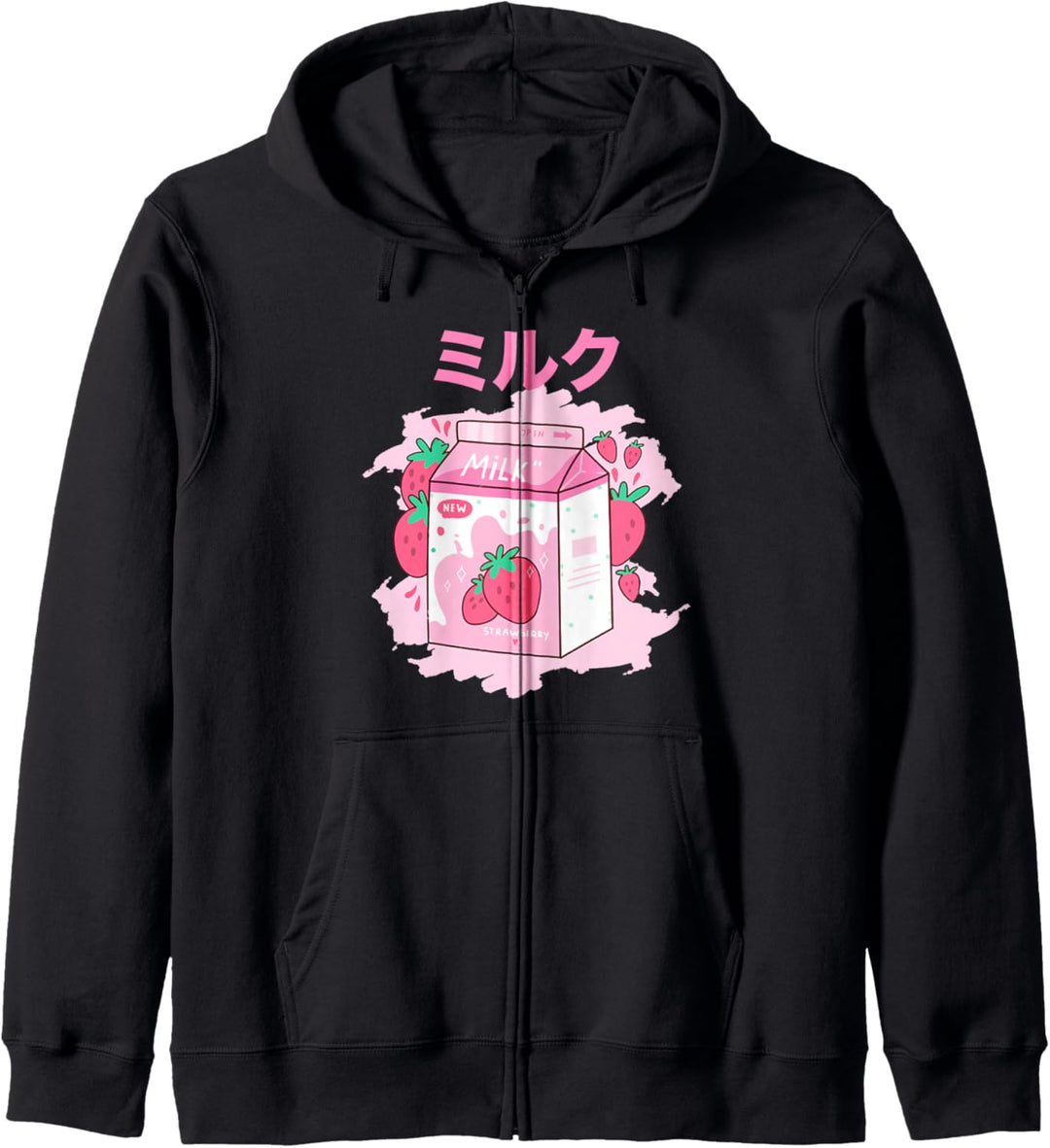 Funny Retro 90s Japanese Kawaii Strawberry Milk Shake Carton Kapuzenjacke