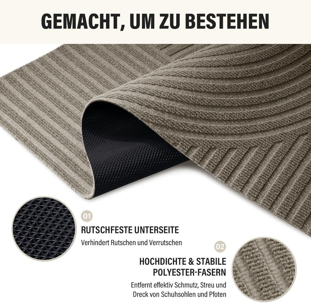Fussmatte Innen Aussen 90x150cm, rutschfeste Schmutzfangmatte mit Saugkraft, Türmatte Waschbar Langl