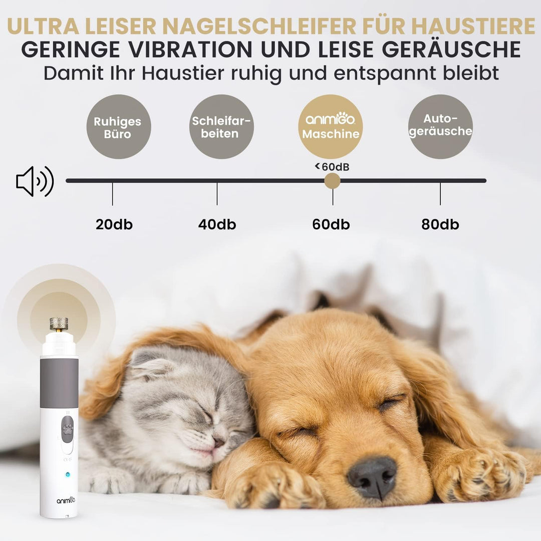 animigo Krallenschleifer für Hunde & Katzen - Motor mit 2 Geschwindigkeiten & USB Anschluss - Sehr L