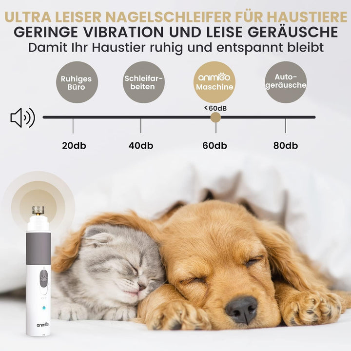 animigo Krallenschleifer für Hunde & Katzen - Motor mit 2 Geschwindigkeiten & USB Anschluss - Sehr L
