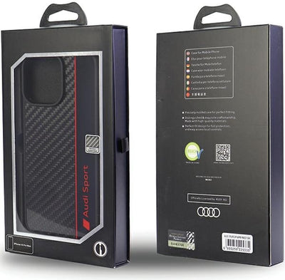 Audi Sport Handyhülle - Kompatibel mit iPhone 14 Pro Max - Stossabsorbierende Hülle mit Carbon - mit