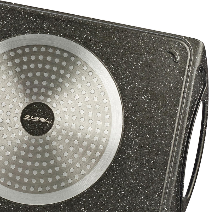 Melianda MA-18400 Grillplatte, Pfanne (Induktions-Grillplatte aus Aluminiumguss, geeignet für Elektr