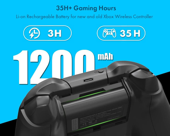 ElecGear Wiederaufladbare Lithium Ionen Akku für Xbox Controller, 1200mAh Li-Ion Batterien für Xbox
