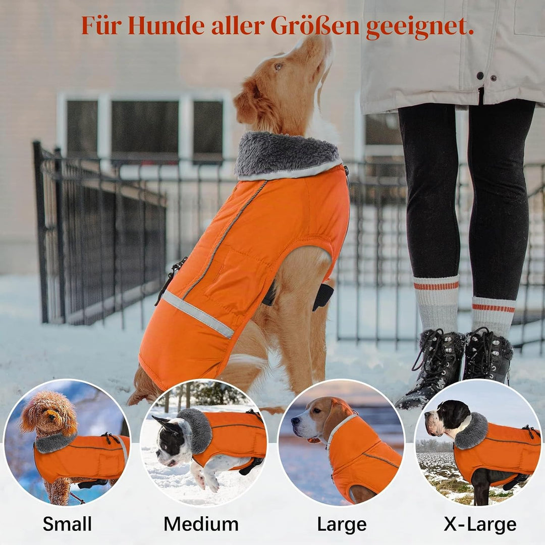 QBLEEV Hundewintermantel, warm, reflektierende Hundejacke, Rollkragen, wasserdicht, für kaltes Wette