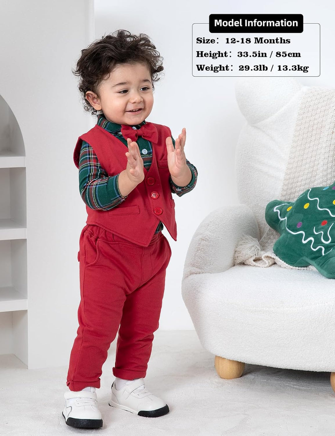 mintgreen Baby Anzug Junge, 3 Stück Formelles Outfit Taufanzug Gentleman Smoking Shirt & Weste + Hos