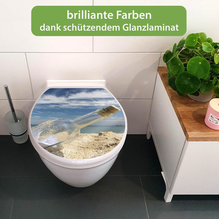 banjado Toilettendeckel mit Absenkautomatik 44,5x37cm - Soft Close Toilettensitz - WC Sitz mit Absen