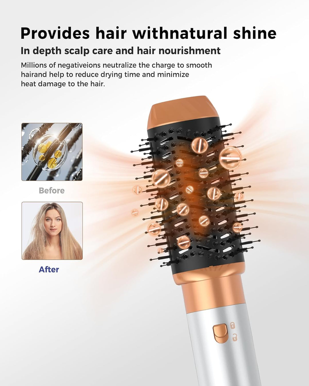 Hairstyler 6 in 1 Airbrush Haarstyler | Pro Air Styler Set - 1000W Rundbürstenföhn, Air Curler, Warm
