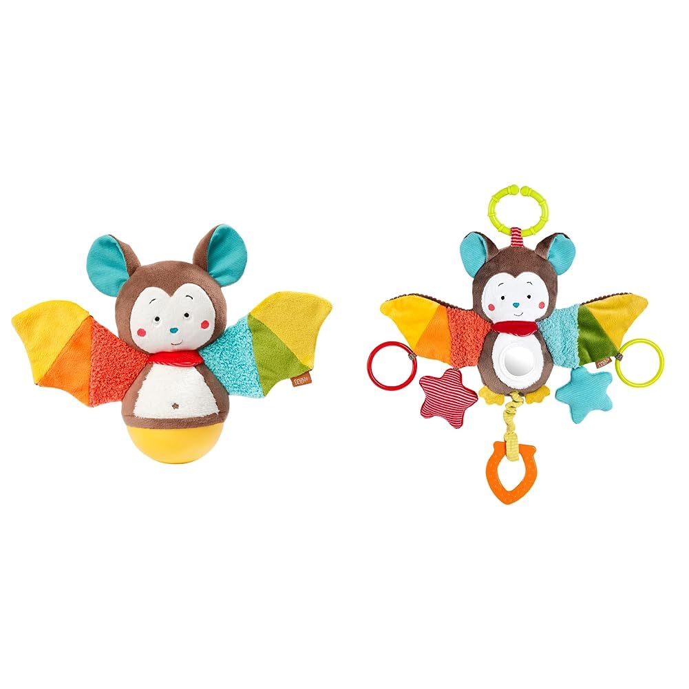 Fehn Stehaufmännchen Baby Fledermaus &amp; Activity-Spieltier Fledermaus – Baby Motorikspielzeug für Kin