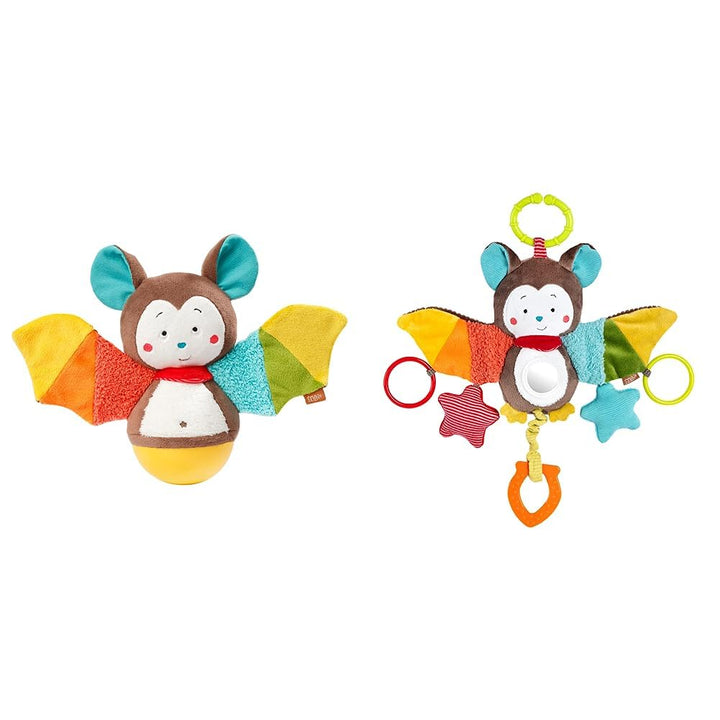 Fehn Stehaufmännchen Baby Fledermaus &amp; Activity-Spieltier Fledermaus – Baby Motorikspielzeug für Kin