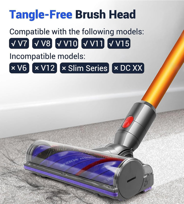 Ersatz-Staubsaugerkopf, verhedderungsfrei, kompatibel mit Dyson V7, V8, V10, V11, V15, SV10, SV11, S