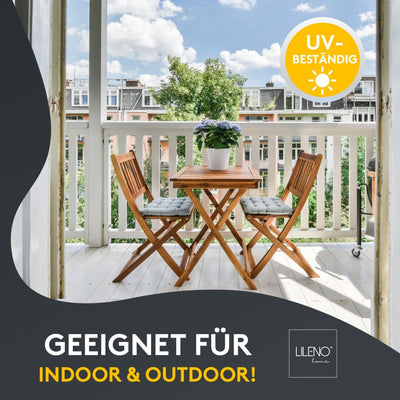 LILENO HOME 4er Set Stuhlkissen 17 Türkis (40x40x6 cm) - Sitzkissen für Garten, Küche oder Esszimmer