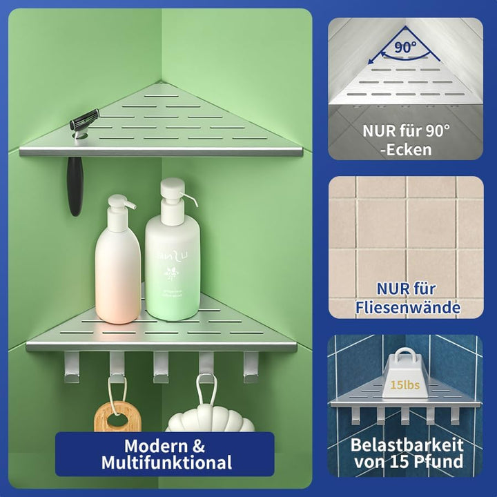 Eck-Duschregal Edelstahl 304,Eckregal Dusche 25.4cm,Duschablage Ecke für Badrenovierung,Eckablage Du