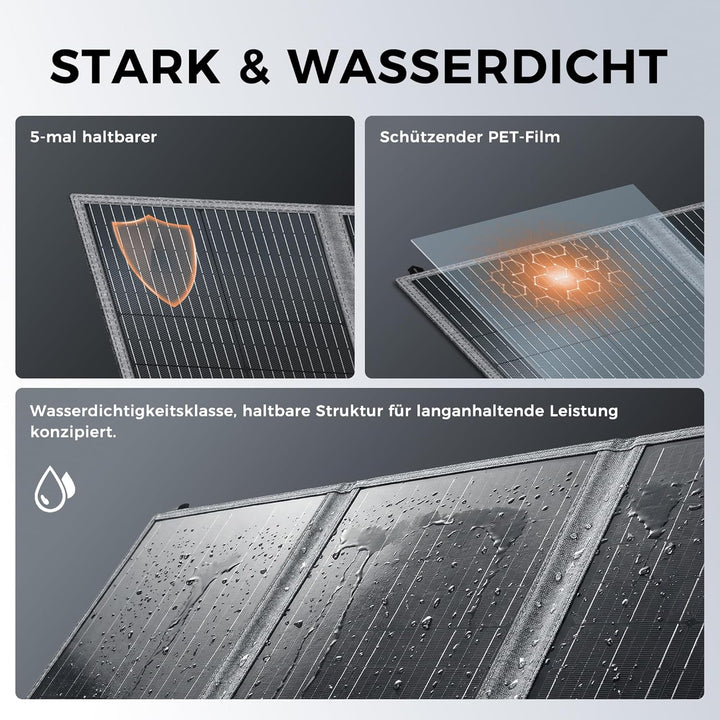 100W Tragbares Solarpanel, IP67 Wasserdichtes Faltbares Solarpanel Kit mit 20V Ausgang, 23.5% Wirkun