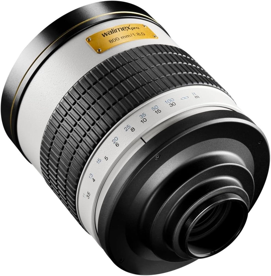 Walimex Pro 15551 800mm 1:8,0 DSLR-Spiegelobjektiv für Nikon F Objektivbajonett weiss (manueller Fok