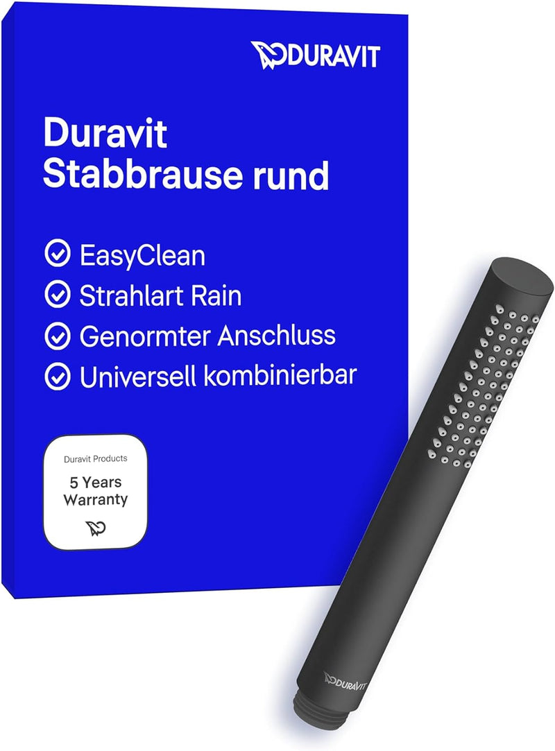 Duravit Universal Stabbrause, Duschkopf mit Strahlart Rain, Duschbrause rund, Handbrause mit reinigu