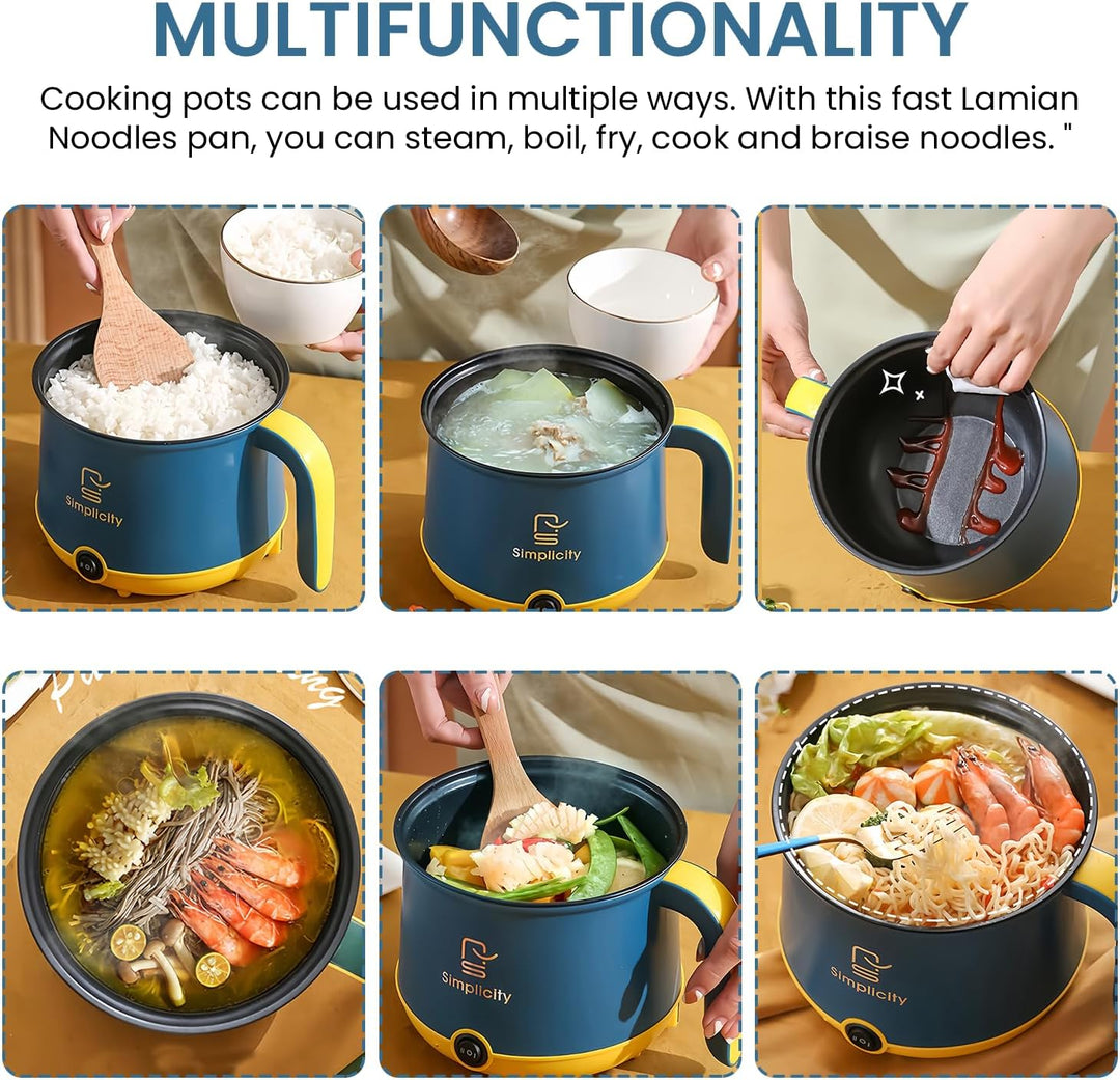 Elektrischer Hot Pot Mit Dampfgarer, Elektrische Hot Pot 1.8 L, Tragbare Mini Antihaft Multikocher,
