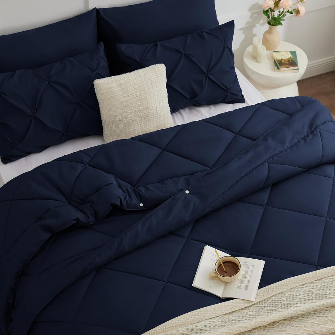 WAVVE Bettdecke 135x200 4 Jahreszeiten 2 teilig Dunkelblau - Ganzjahresdecke 135x200cm 300gsm+ Somme