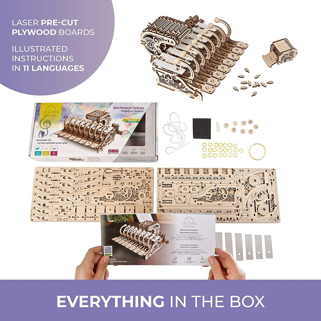 UGEARS Mechanisches Celesta 3D Puzzle - Multifunktionales Musikinstrument mit Klavier, Spieluhr und