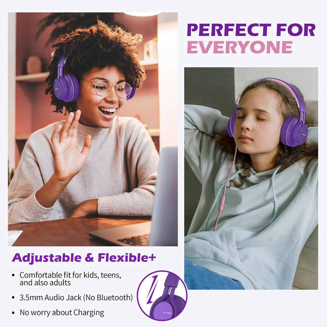AILIHEN C8 Kopfhörer mit Kabel und Mikrofon, faltbar und verstellbar, On-Ear-Headsets, Lautstärkereg