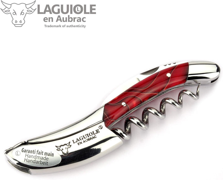 Laguiole en Aubrac Kellnermesser Sommelierbesteck SOM99WRI Griffschalen Acrylglas Marsh Mallow rot,